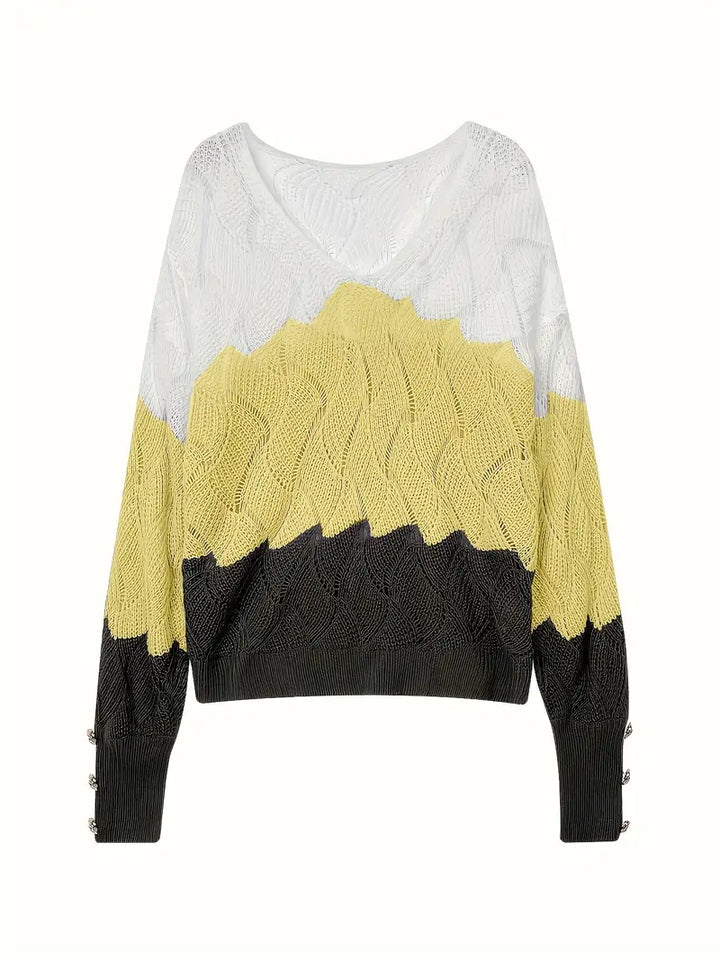 Elise - Elegant V-Neck Knitted Sweater