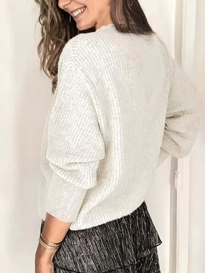 Lena | Elegant V-Neck Cable Knit Sweater