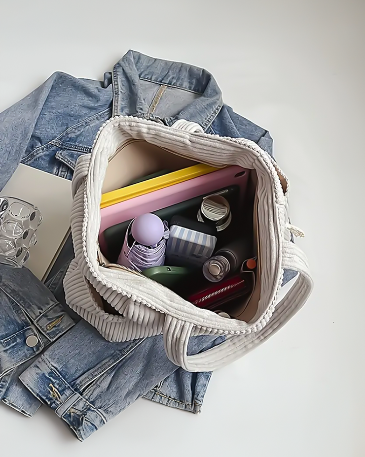 Tilda | Ribbed Tote Bag with Cord Accent