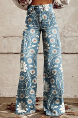 Willow – Floral Wide-Leg Jeans