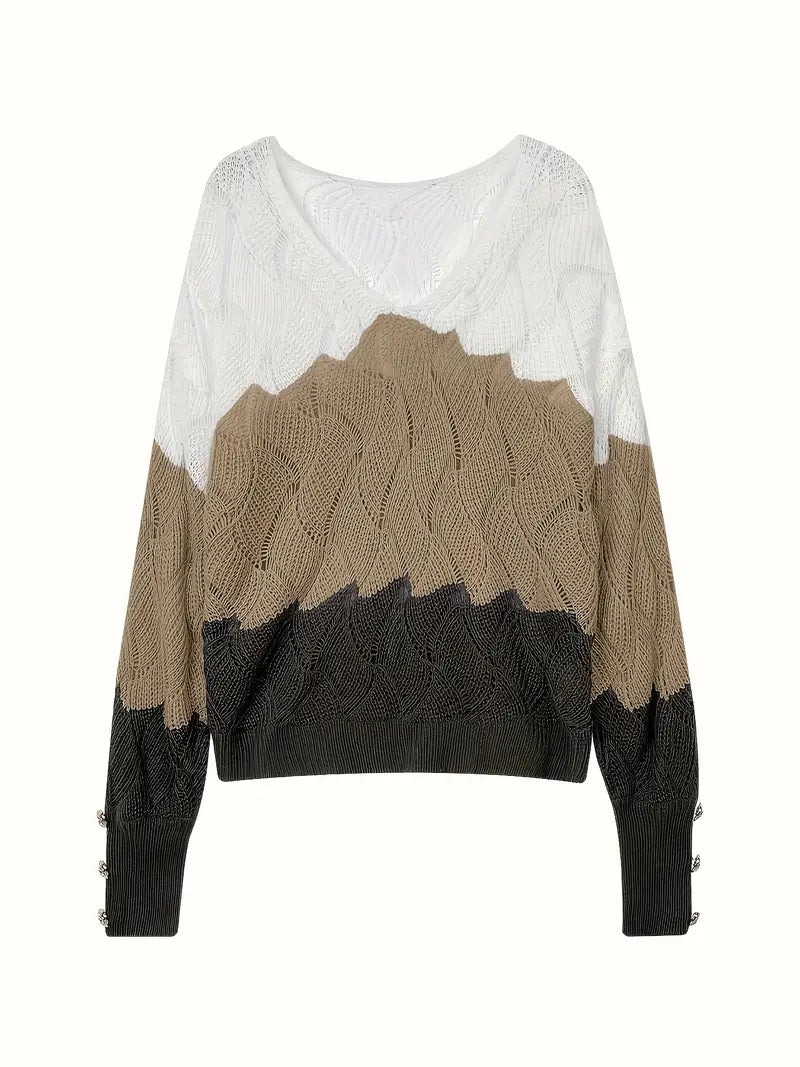 Elise - Elegant V-Neck Knitted Sweater