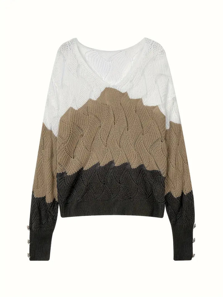 Elise - Elegant V-Neck Knitted Sweater