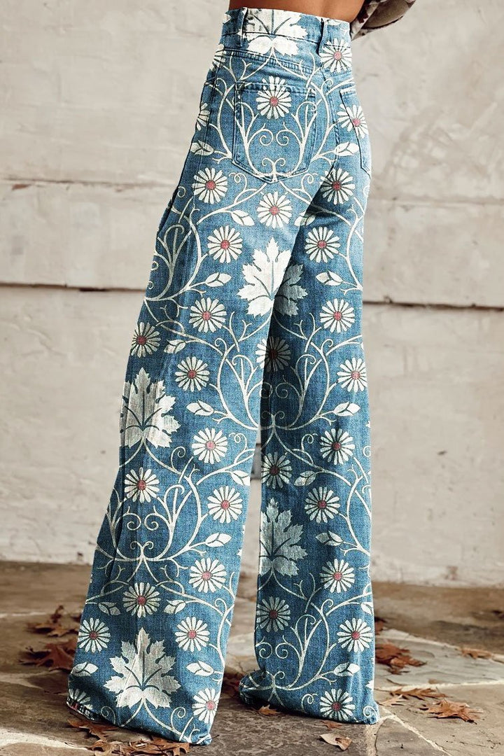 Willow – Floral Wide-Leg Jeans